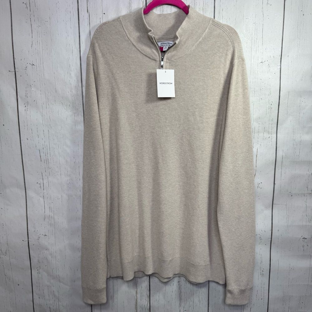 Nordstrom Mens Cotton Cashmere Quarter Zip Sweater Minimalist Classic Soft Cozy